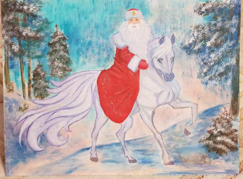 Прогулка Деда-Мороза на лошади.