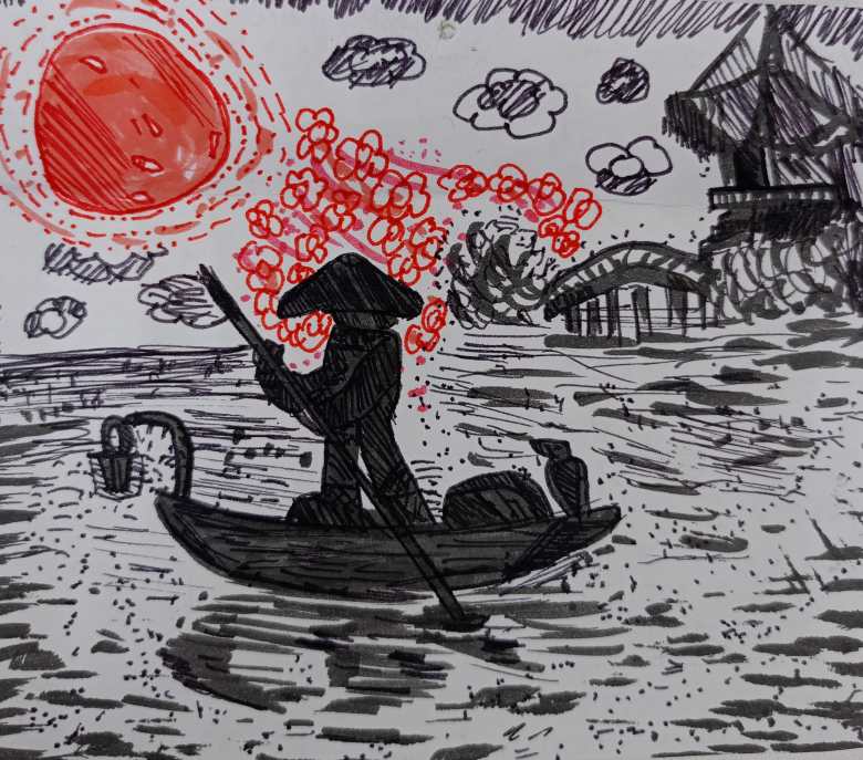 Закат. Пейзаж. Япония