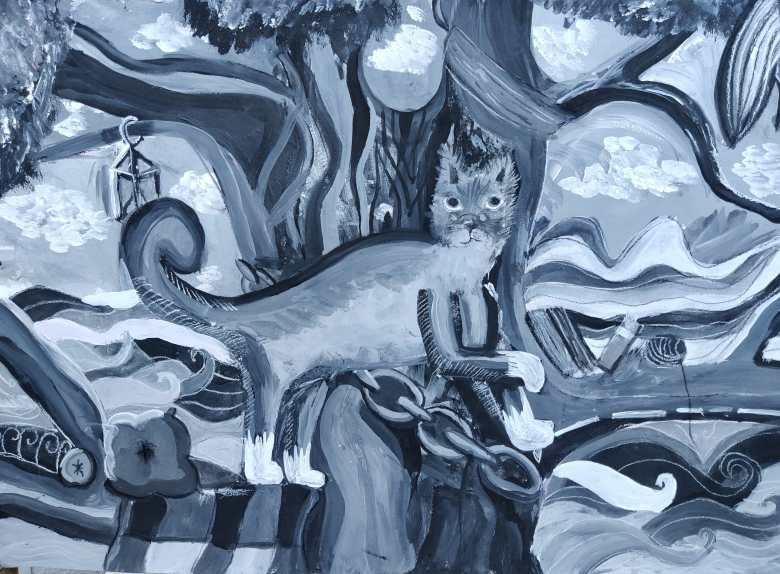 Иллюстрация к сказке А. С. Пушкина "У Лукоморья дуб зелёный"