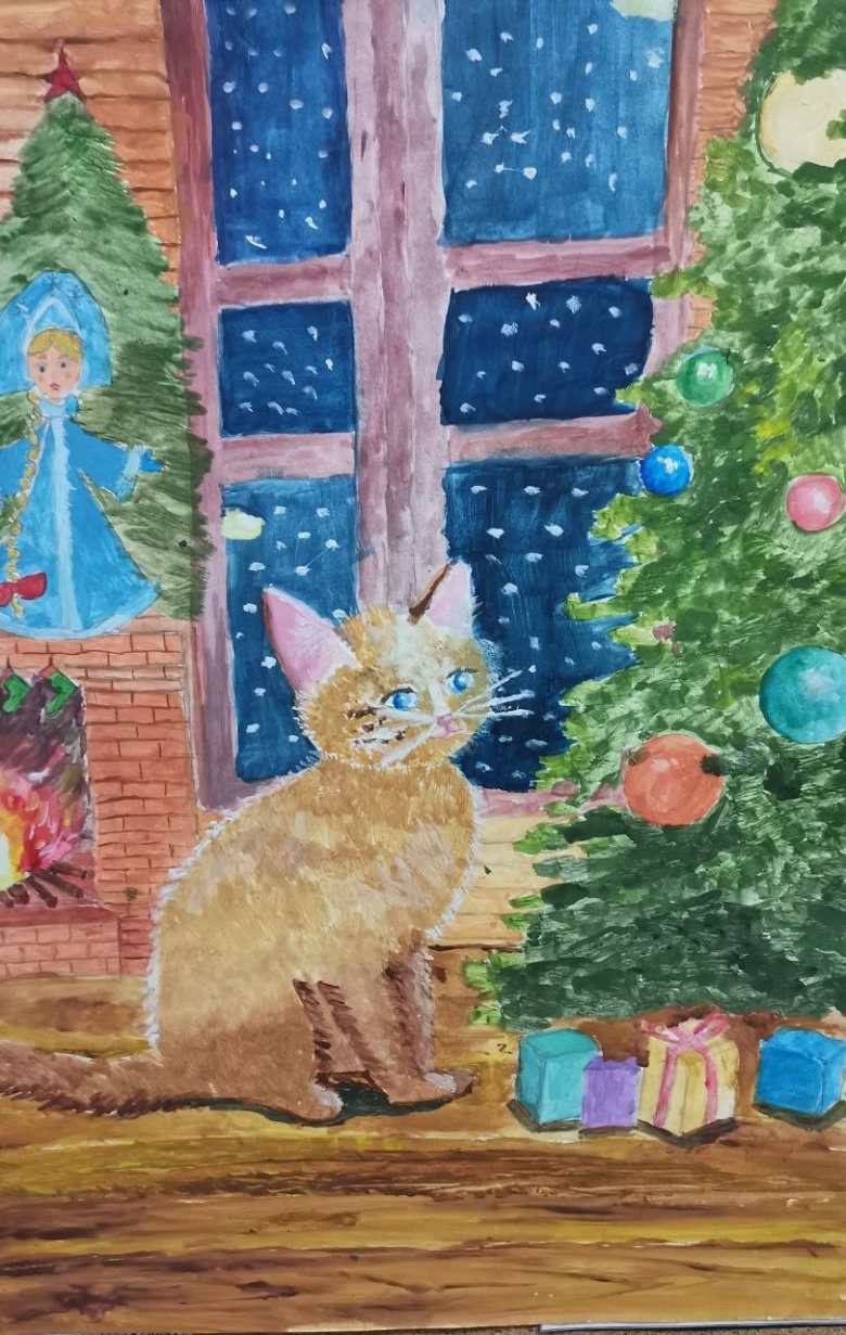 Кот под елкой