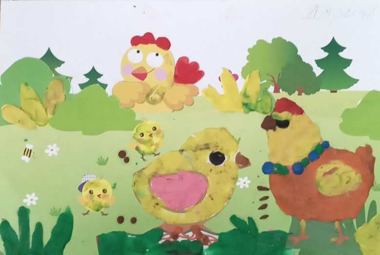 "Курочка-пеструшка цыпляток подзывает"