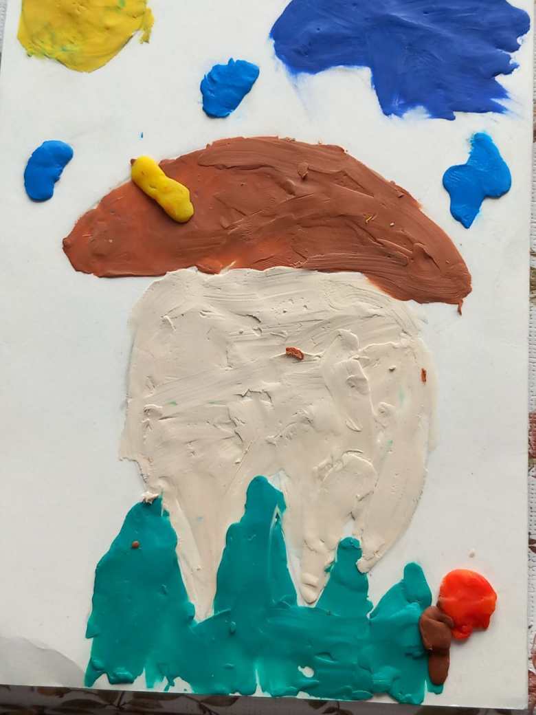 Гриб с листом.