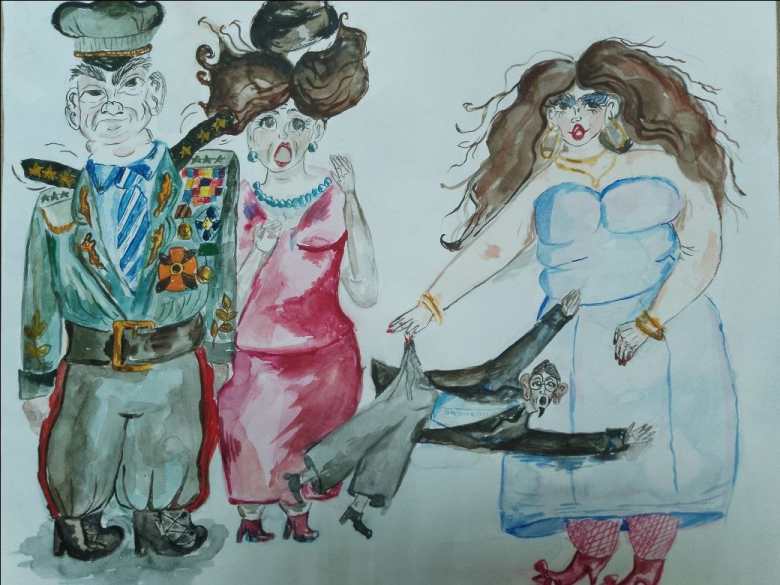 Шарж на романс А.Даргомыжского "Титулярный советник"