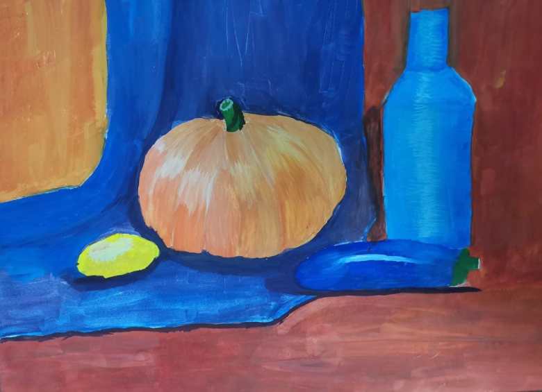 Натюрморт с  тыквой и баклажаном