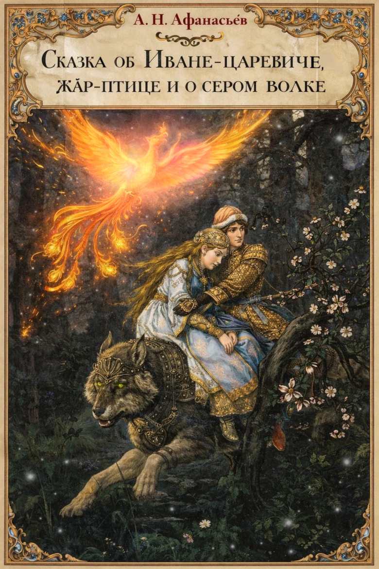 Постер к сказке А. Н. Афанасьева - « Сказка об Иване-царевиче, жар-птице и о сером волке»