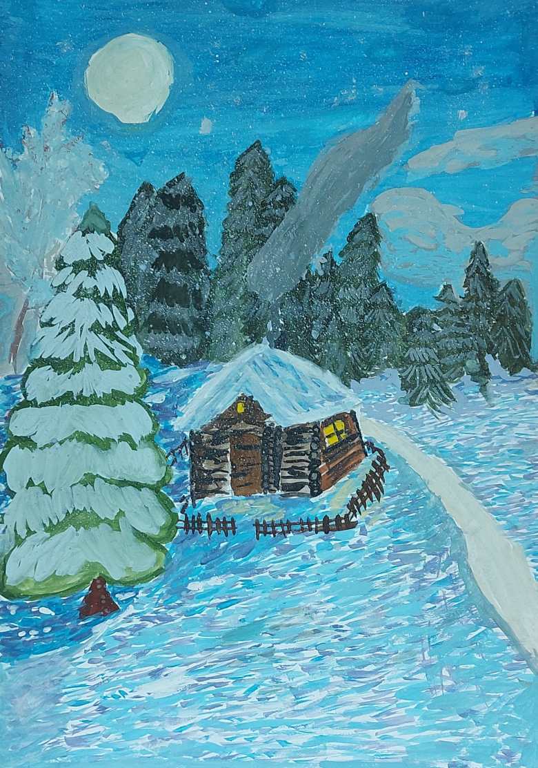 Зимний домик в лесу