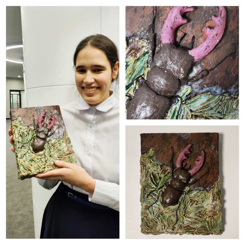 Керамическое панно "Жук-олень"