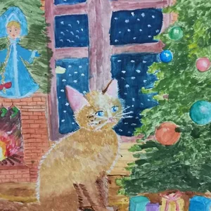 Кот под елкой