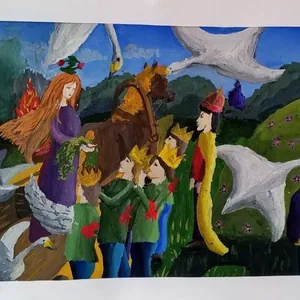 Иллюстрация к сказке Ханса Кристиана Андерсена «Дикие лебеди»